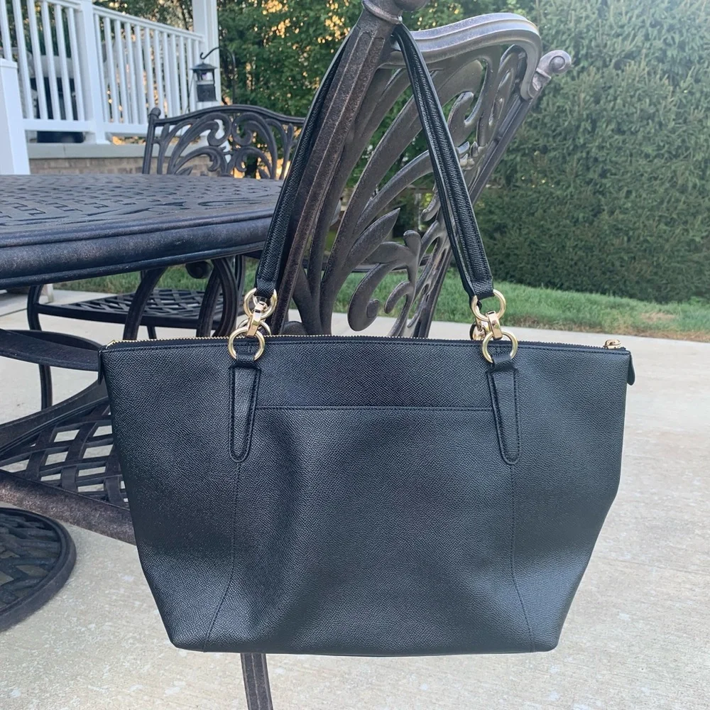 Coach Black Leather Shoulder Bag with Gold Hardware
